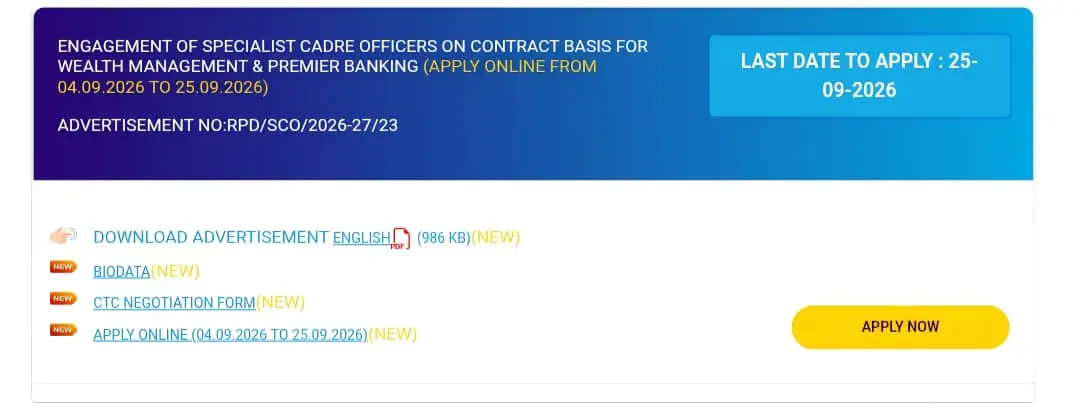 RECRUITMENT OF SPECIALIST CADRE OFFICERS ON CONTRACT BASIS