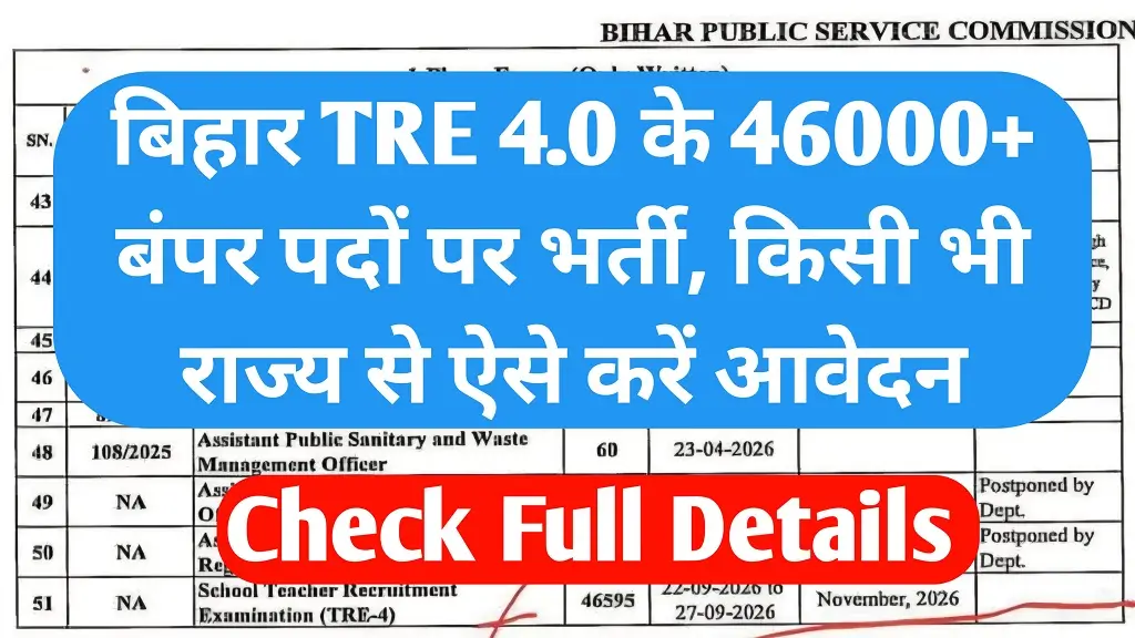 BPSC TRE 4.0 Vacancy 2026 Notification Release