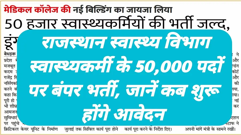 Rajasthan Swasthya Vibhag Bharti 2026 Notification Big Update