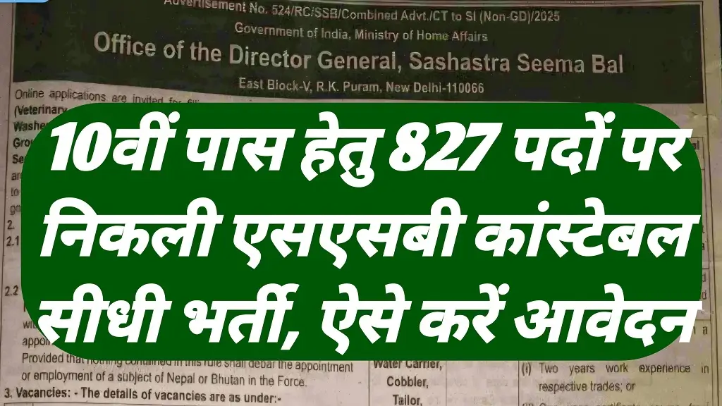 SSB Constable Recruitment 2026 Notification Release