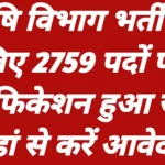 UP Krishi Vibhag Bharti 2026 Notification Release