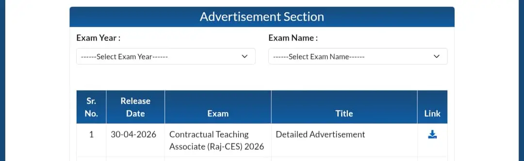 Contractual Teaching Associate (Raj CES) Recruitment 2026