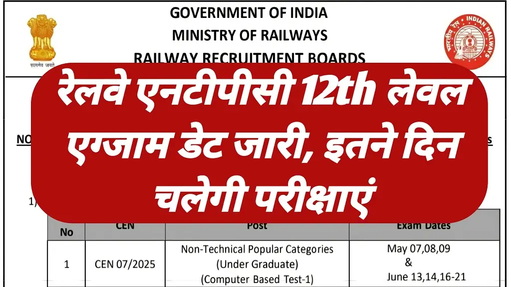Railway NTPC 12th Level Exam Date 2026 Big Update 
