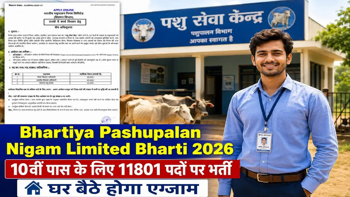 Bhartiya Pashupalan Nigam Limited Bharti 2026 Notification Release 10th Pass Apply Now