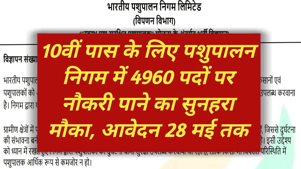 Bhartiya Pashupalan Nigam Limited Bharti 2026 Notification Release