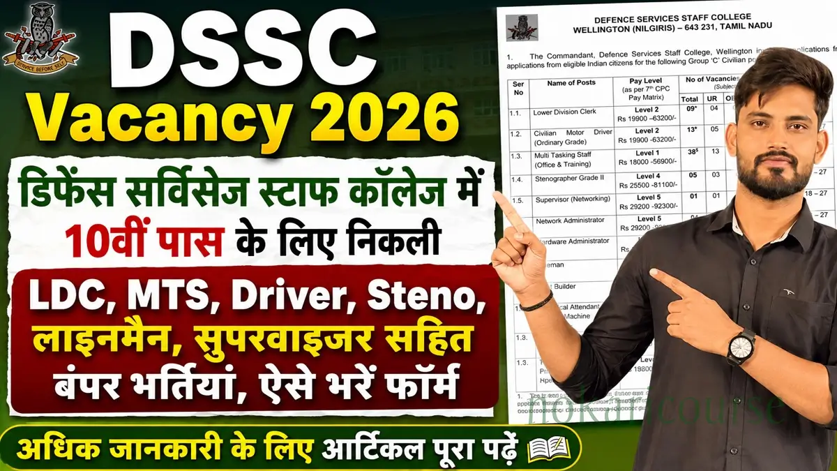 DSSC Vacancy 2026 Notification Release DSSC Form Download