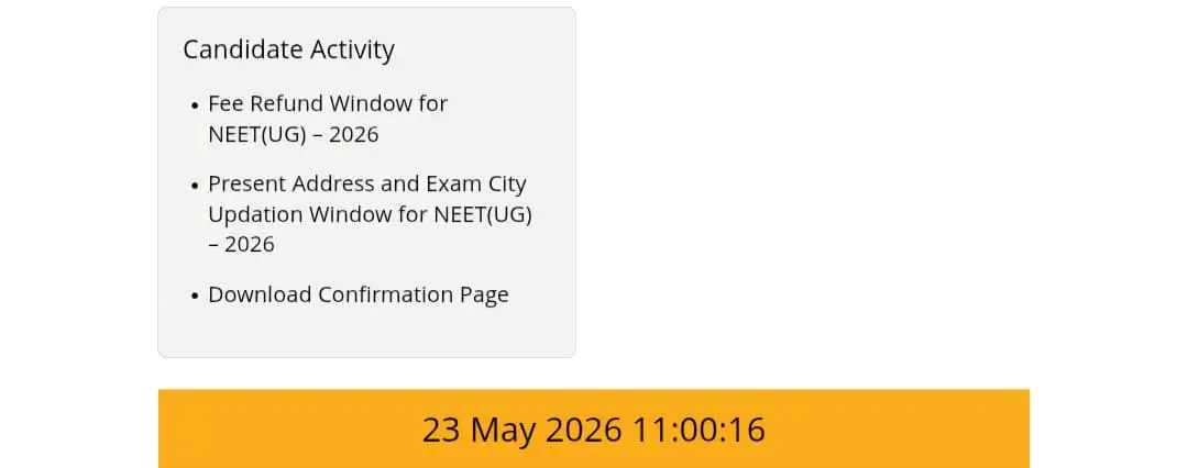Fee Refund Window for NEET(UG) – 2026