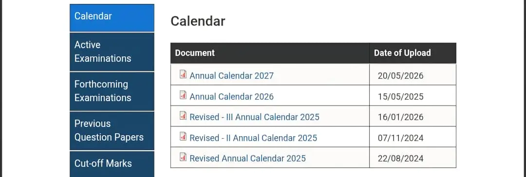 How to Download UPSC Exam Calendar 2027 PDF