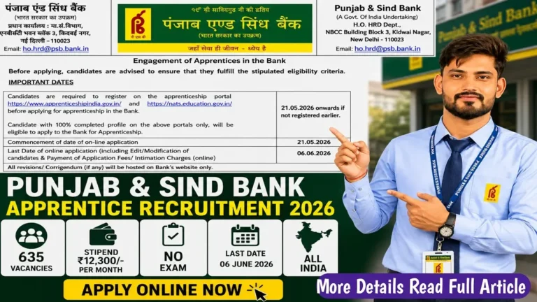 Punjab and Sind Bank Vacancy 2026 Notification Release All India Level Job
