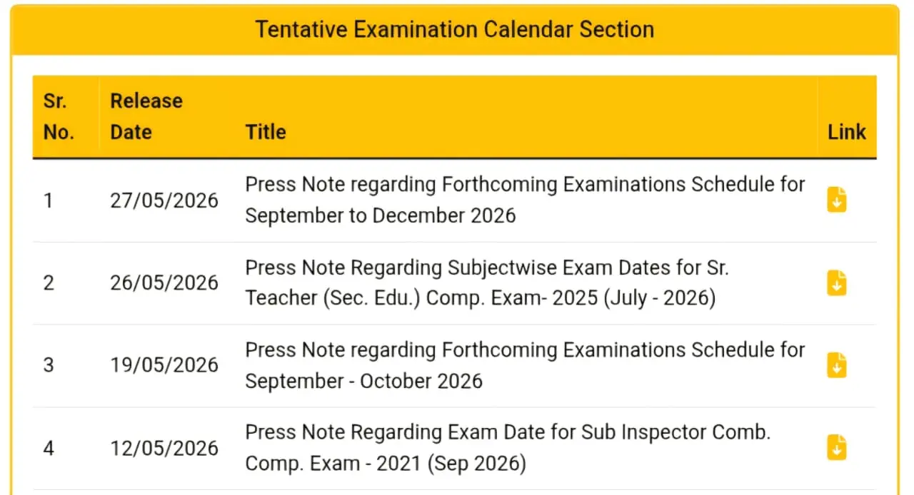RPSC Exam Calendar