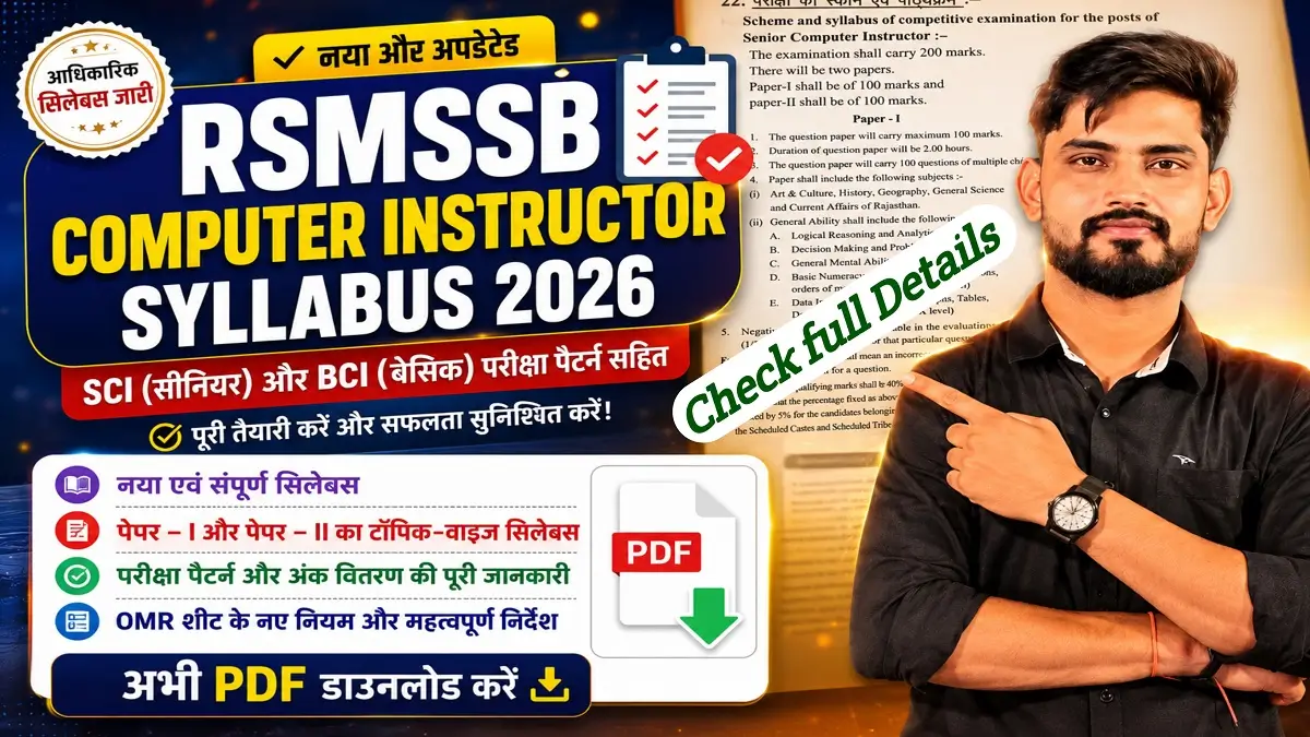 RSMSSB Computer Instructor Syllabus 2026 and Exam Pattern PDF Download 
