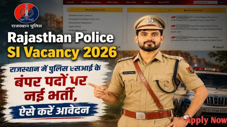 Rajasthan Police SI Vacancy 2026 Notification Big Update
