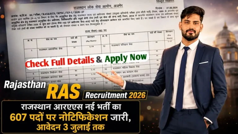Rajasthan RAS Recruitment 2026 Notification Release RAS Apply Online