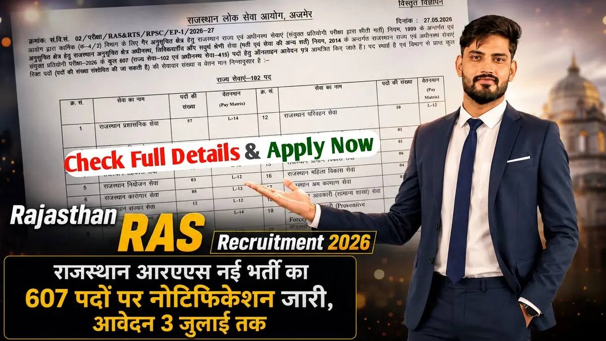 Rajasthan RAS Recruitment 2026 Notification Release RAS Apply Online
