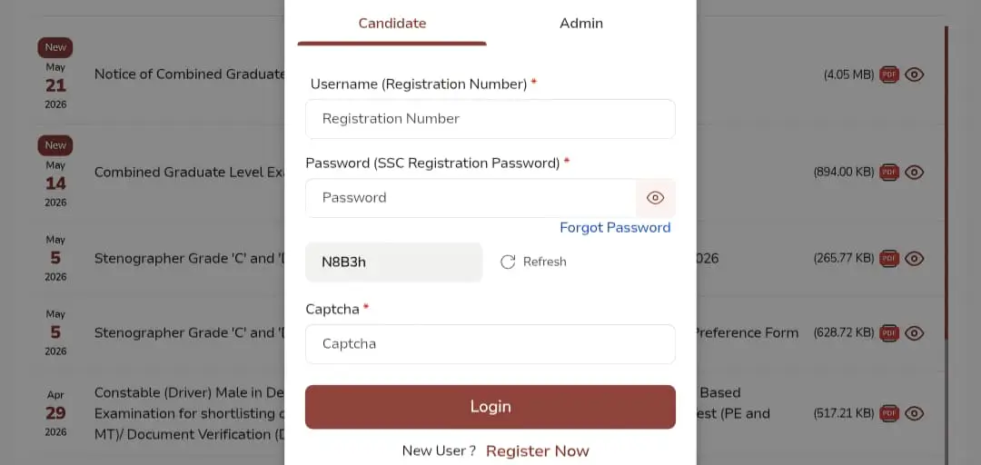SSC CGL Login