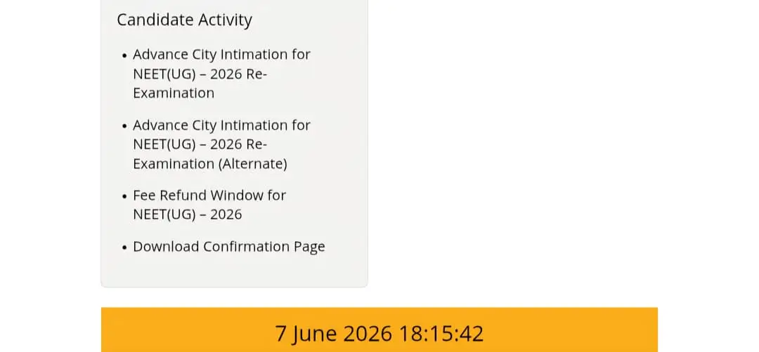 Admit Card for NEET(UG) – 2026 Re-Examination