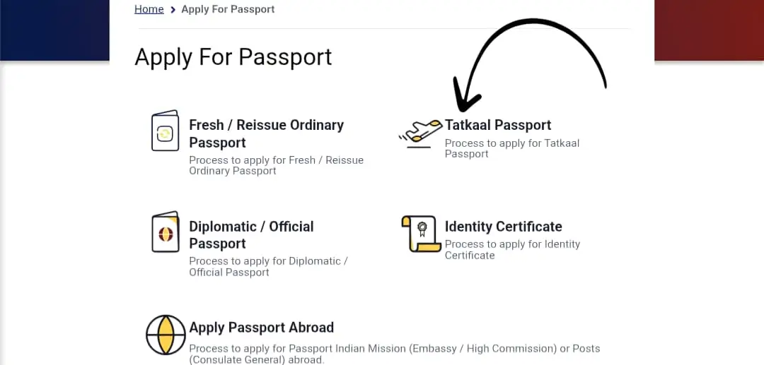 Apply for Tatkaal Passport