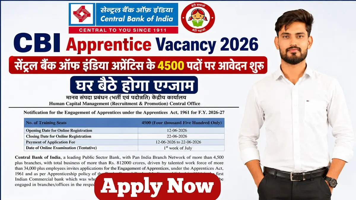 CBI Apprentice Vacancy 2026 Notification Release  No Negative Marking