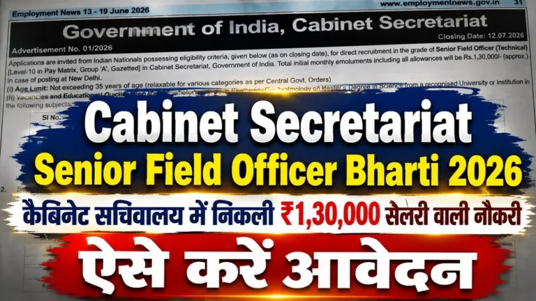 Cabinet Secretariat Senior Field Officer Bharti 2026 Notification Release