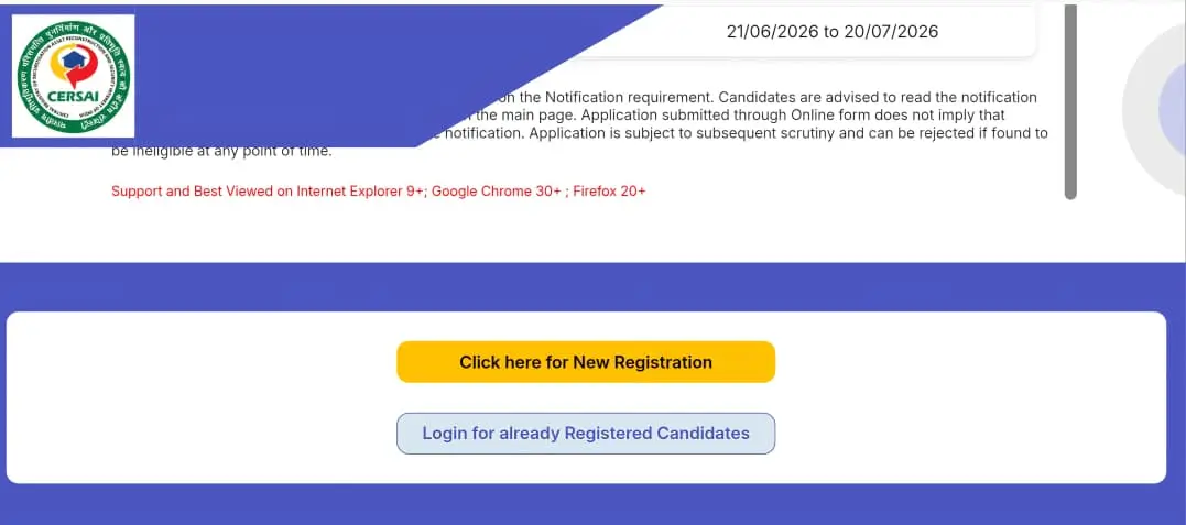 Click Here for New Registration