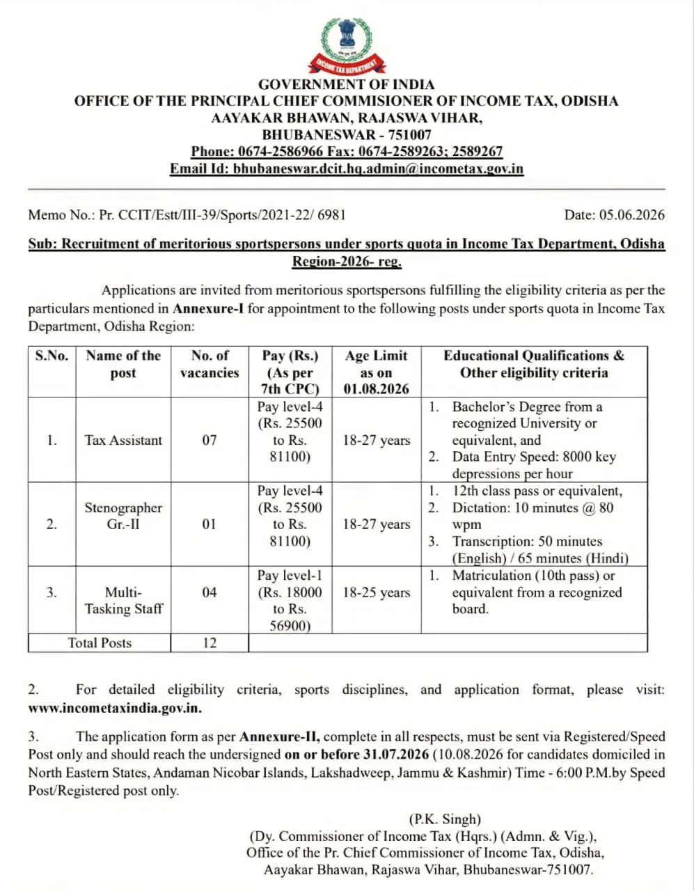Income Tax Department Notification 2026