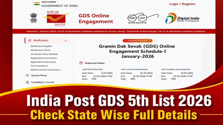 India Post GDS 5th List 2026 Release Date