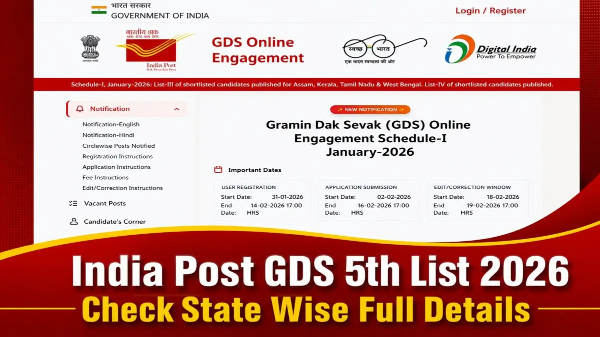 India Post GDS 5th List 2026 Release Date