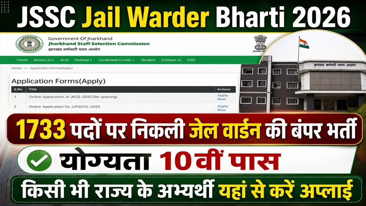 JSSC Jail Warder Bharti 2026 Last Date Extended