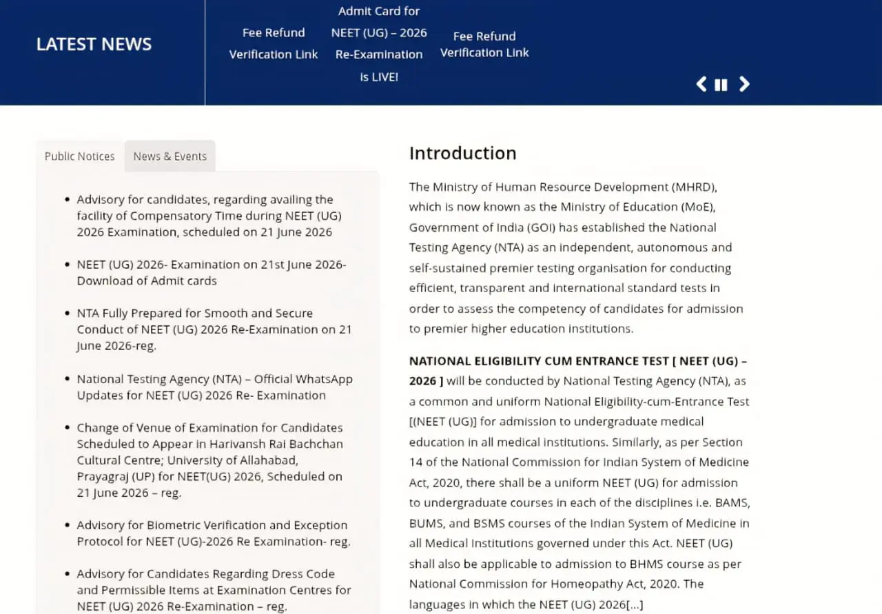 NEET UG Official Website