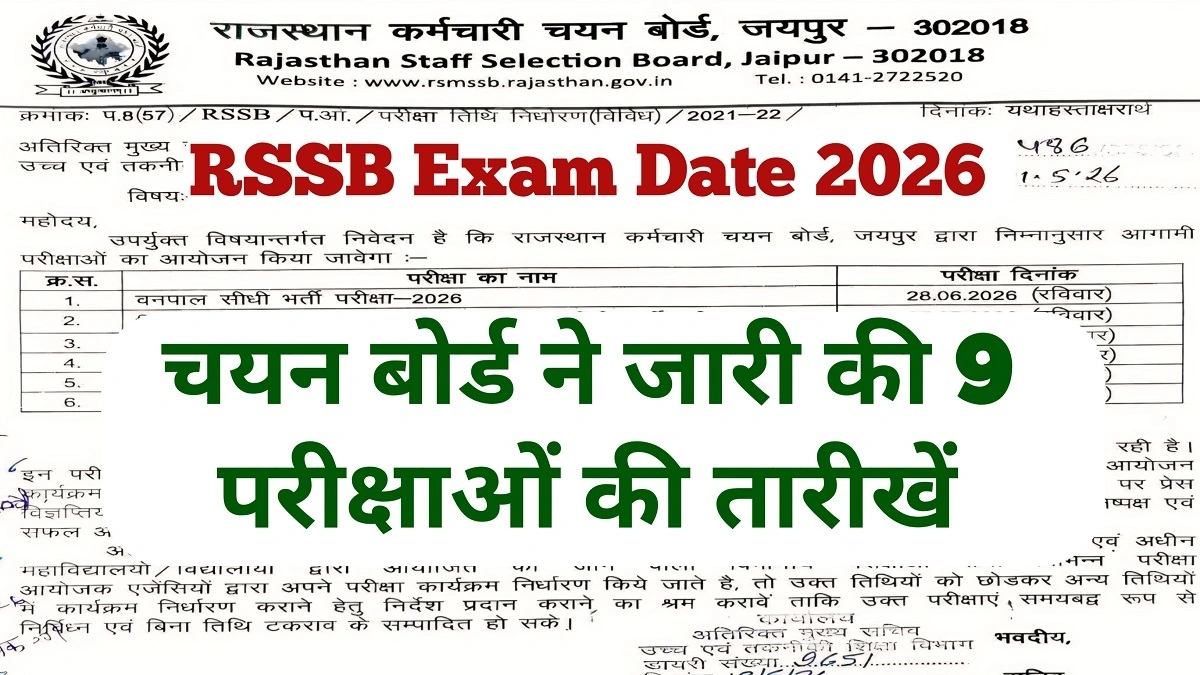 RSSB Exam Date 2026 Schedule Release