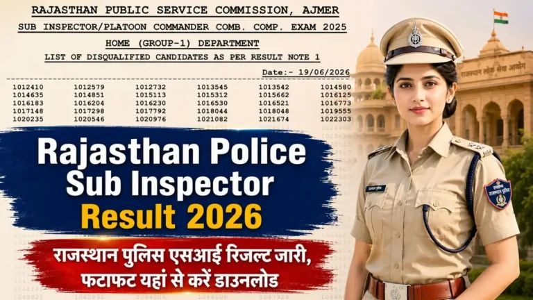 Rajasthan Police Sub Inspector Result 2026 Release