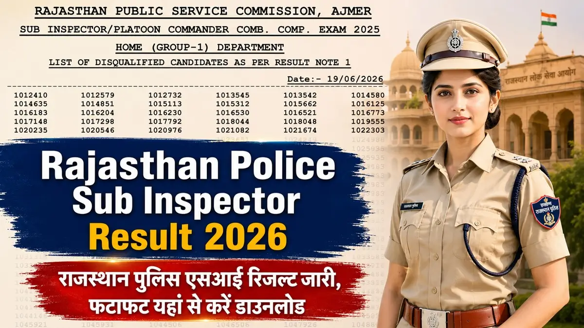 Rajasthan Police Sub Inspector Result 2026 Release