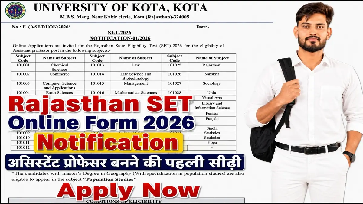 Rajasthan SET Online Form 2026 Notification Release
