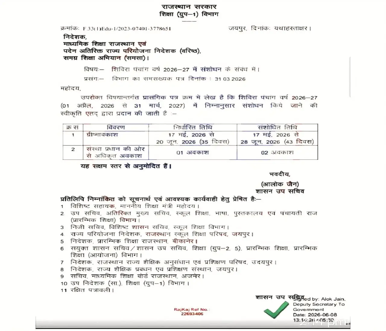 Rajasthan School Reopening Date Change Latest News