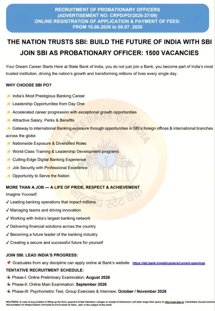 SBI PO Notification 2026