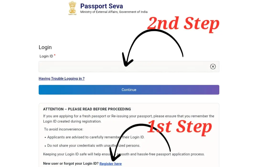 Tatkal Passport Register Login