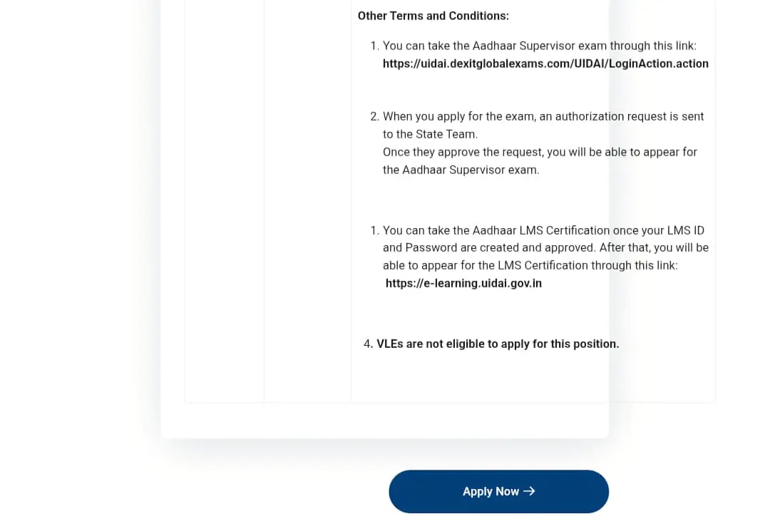 Aadhaar Supervisor Operator Apply Online