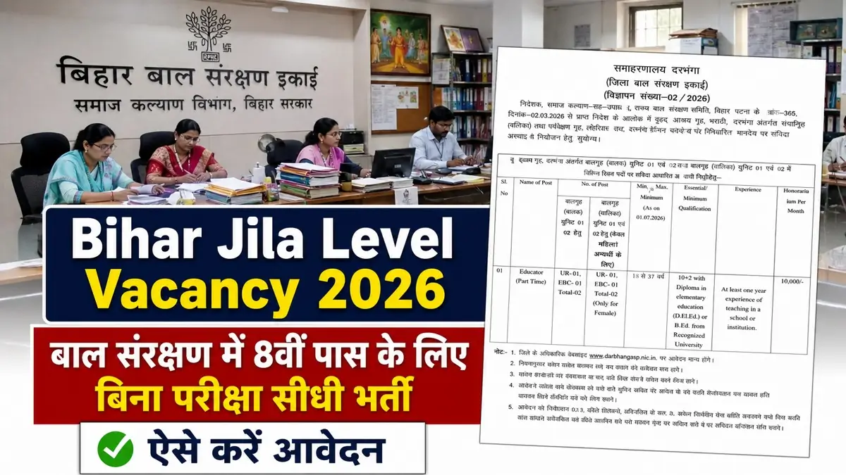 Bihar Jila Level Vacancy 2026 Notification Release