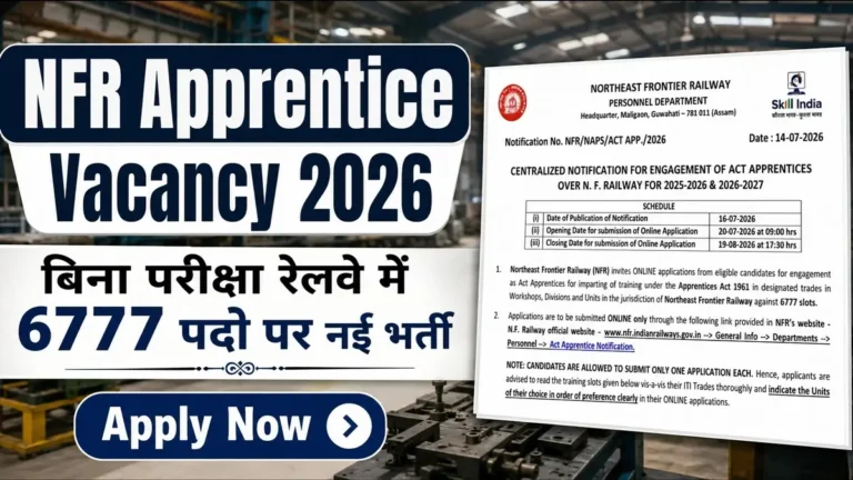 NFR Apprentice Vacancy 2026 Detailed Notification Release