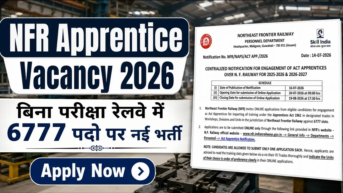 NFR Apprentice Vacancy 2026 Detailed Notification Release