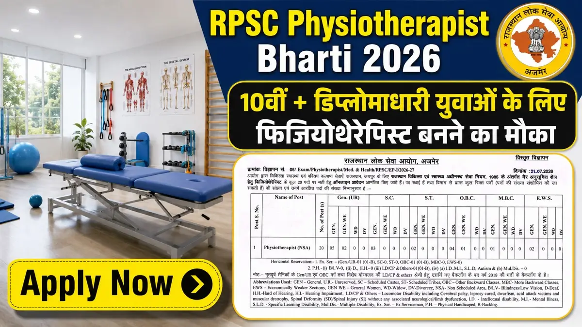 RPSC Physiotherapist Bharti 2026 Direct Apply