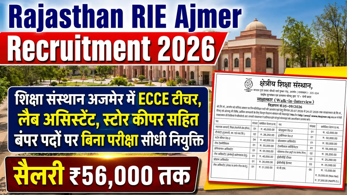Rajasthan RIE Ajmer Recruitment 2026 Notification Release