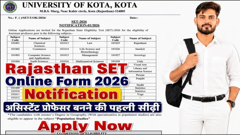 Rajasthan SET Online Form 2026 Notification Release