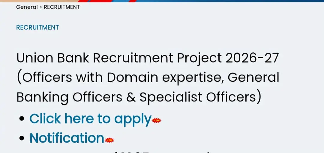 UBI GBO & SO Cadre Apply Online