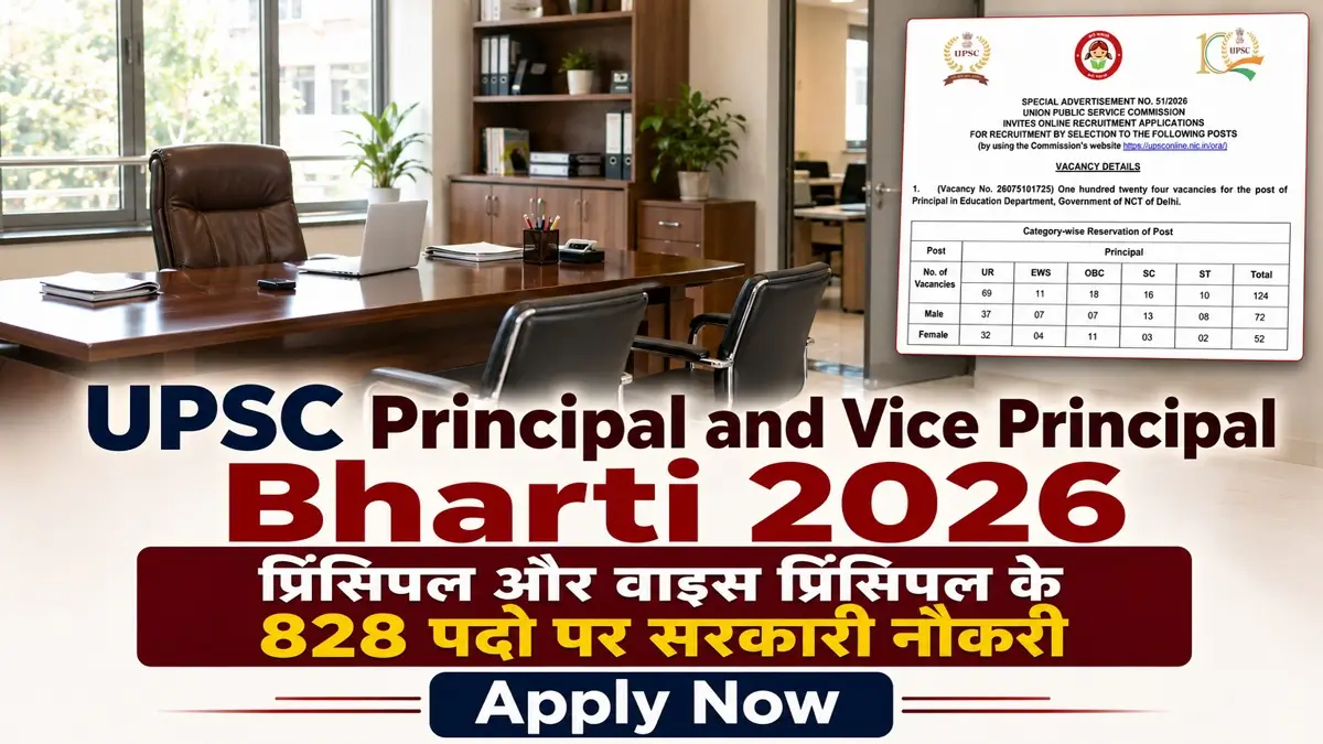 UPSC Principal and Vice Principal Bharti 2026 For 828 Posts