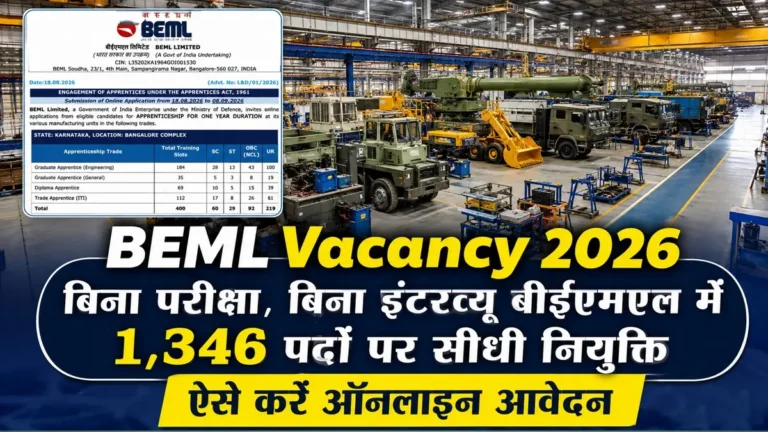BEML Vacancy 2026 Advt. No L&D012026 Release