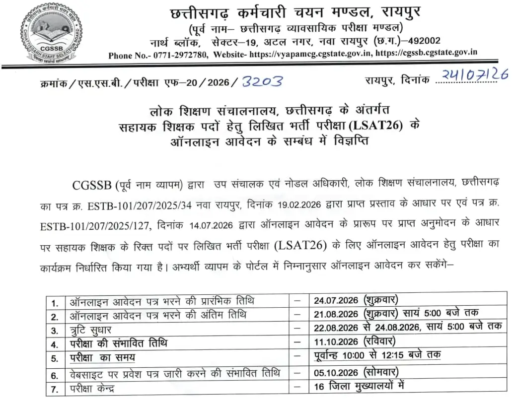 CG Assistant Teacher Notification