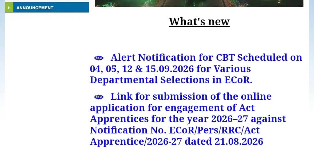 East Coast Railway Act Apprentice Recruitment 2026