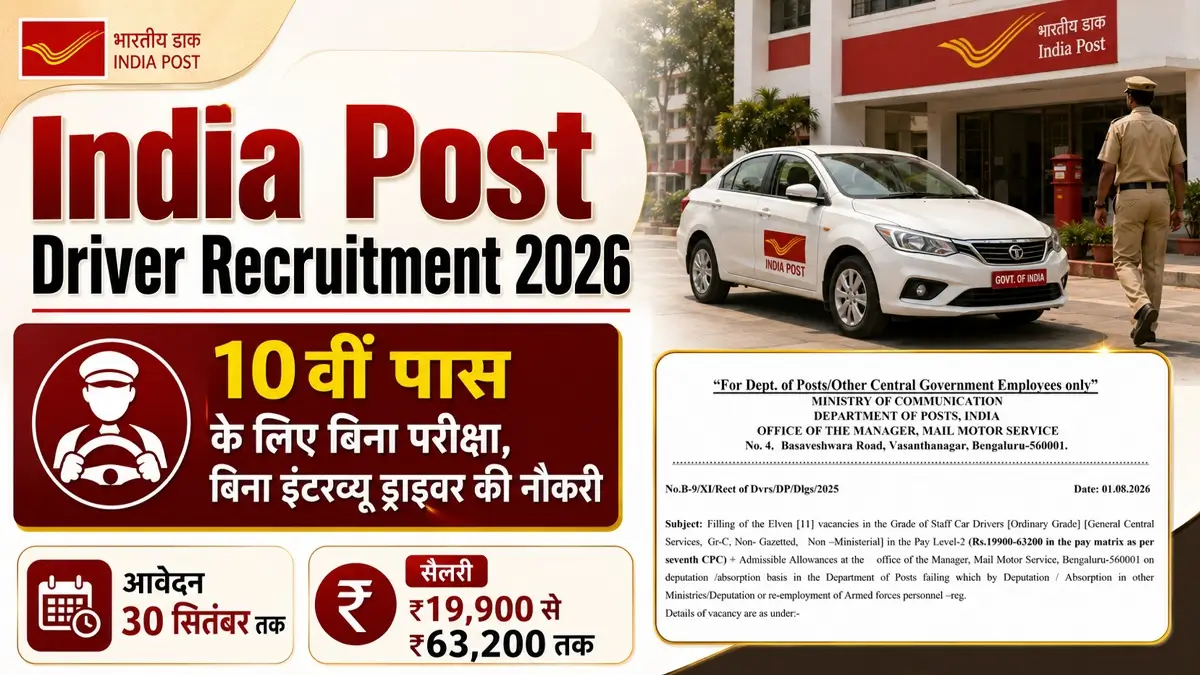India Post Driver Recruitment 2026 Notification Release
