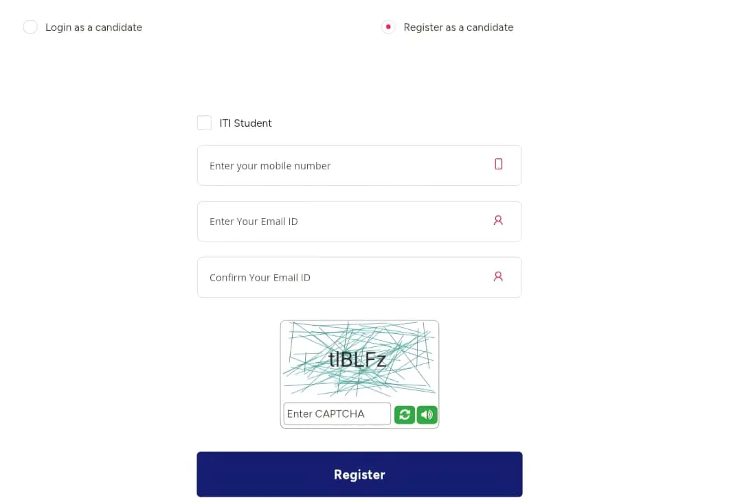 Login as a Candidate